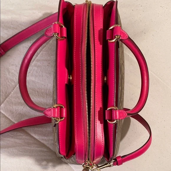 Coach Brown and Pink Satchel with Signature Monogram - Picture 4 of 4